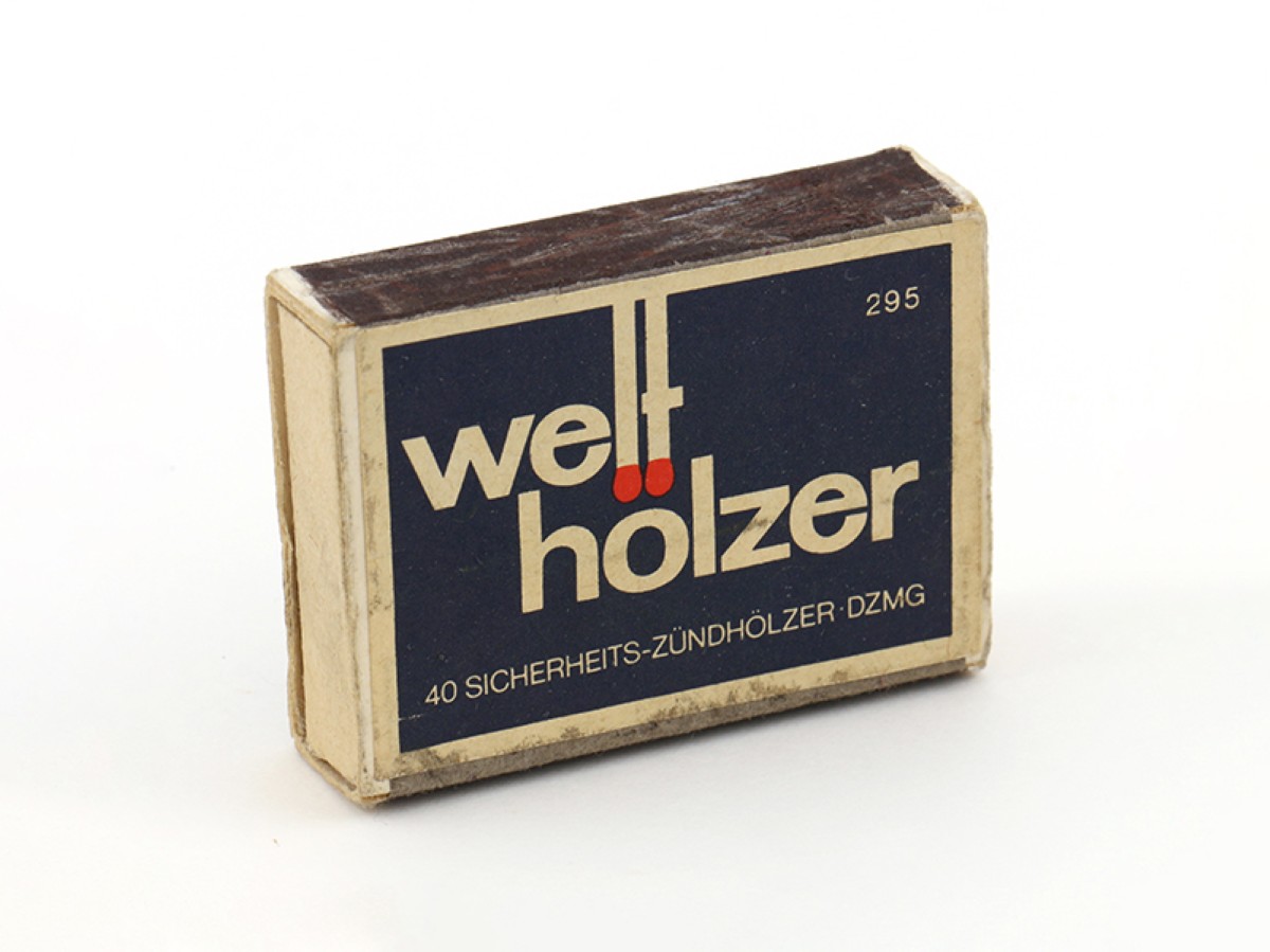 Welthölzer   Zündhölzschachtel, Inv  Nr  F 2003/105